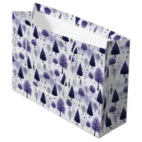 Forest Purple Snow Christmas Large Gift Bag