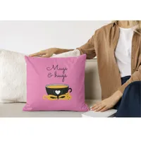 Mugs & Hugs Cat Throw Pillow