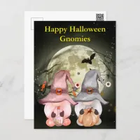 Gnome Witches Full Moon Happy Halloween Postcard