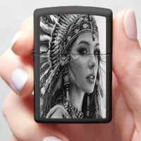 Portrait of a young warrior girl zippo lighter