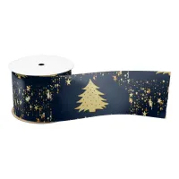 Christmas Gold Stars and Tree with Baubles, ZSSG Satin Ribbon