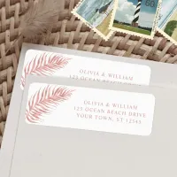 Rose Gold Palm Leaf Wedding Return Address Label