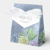 Succulents and Sparkle Wedding Blue ID515 Favor Boxes