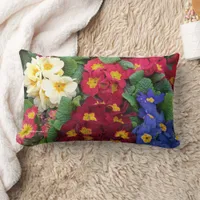 Colorful Springtime Medley of Primulas Lumbar Pillow