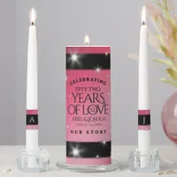 Elegant 52nd Star Ruby Wedding Anniversary Unity Candle Set