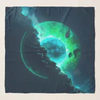 Emerald Lunar Core Cracking Open DALL-E AI Art Scarf