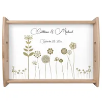 Elegant Timeless Soft Gold Floral Minimalism Serving Tray