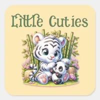 Little Cuties Panda & Tiger | Square Sticker