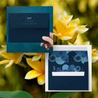 Navy Blue Tropical Theme Wedding Invitation Envelope