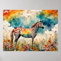 Rainbow Zebra  Poster