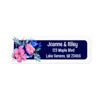 Pretty Pink and Blue Flowers Personalized Label