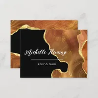 Orange and Gold Agate Square Business Card