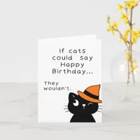 Funny Halloween Black Cat Birthday Card