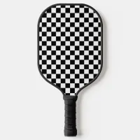 Black White Checker Pattern Pickleball Paddle