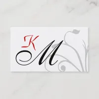 Customizable Black and Red Monogram Business Cards