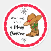 Wishing Ya' all a Merry Christmas Classic Round St Classic Round Sticker