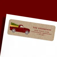 Vintage Red Truck Christmas Tree Address Label