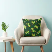 Green Tree Frog Fun Amphibian Pattern Throw Pillow