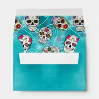 Sugar Skulls and Swirls Turquoise ID725 Envelope