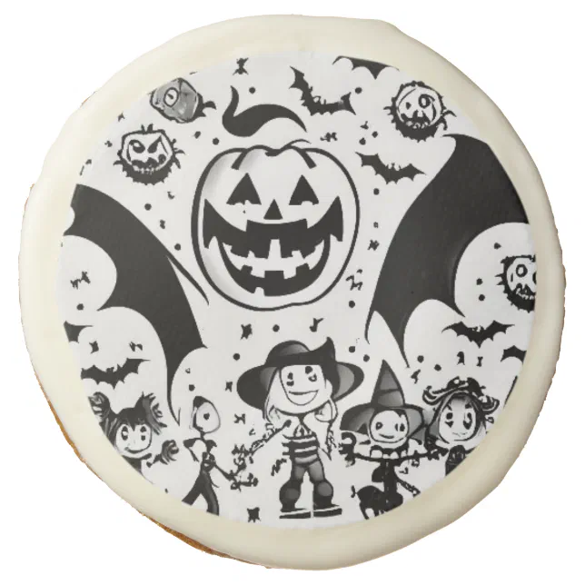 Halloween fiesta en noir et blanc  sugar cookie