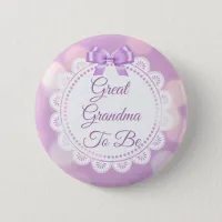 Purple Great Grandma to be Baby Shower Button
