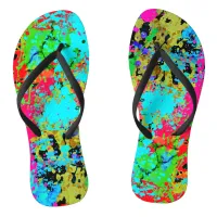 Colorful Splatter Abstract Art  Flip Flops