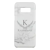 Monogram on Elegant Marble with Silver Wreath Case-Mate Samsung Galaxy S8 Case