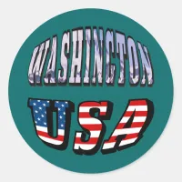 Washington State Picture and USA Text Classic Round Sticker