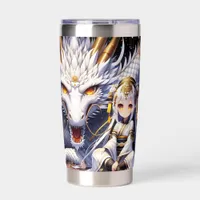 Anime Girl Warrior and Dragon Ai Art Insulated Tumbler