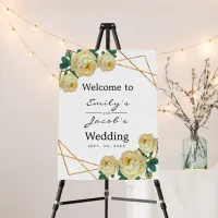 Welcome Wedding Gold Glitter Geo Yellow Floral Foam Board