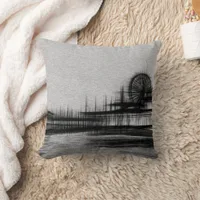 White Noise Santa Monica Pier Throw Pillow