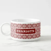 Red And White Christmas Pattern Name Bowl