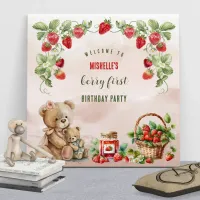 Berry First Strawberry and Bear Birthday Sign