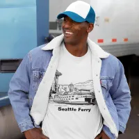 Seattle Ferry Washington State Line Art  T-shirt