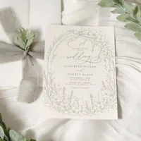 Sage Coquette Woodland Garden Floral Wedding Invitation