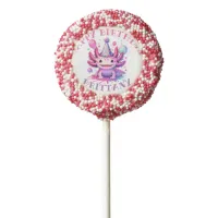 Pink and Purple Axolotl Girl's Birthday Party Chocolate Covered Oreo Pop