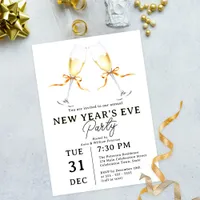 Clinking Champagne Glasses New Year's Eve Party Invitation