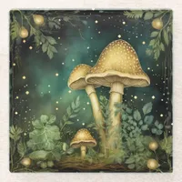 Enchanted Woodland Mushrooms in Magical Forest Glass Coaster