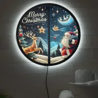 Joyful Santa on snowy Christmas Eve LED Sign