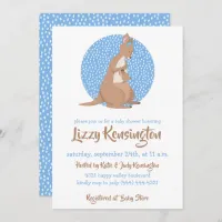 Kangaroo Baby Shower Blue Pattern Invitation