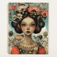 Whimsical Illustration Lady and Flowers  Planner