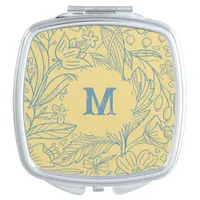 Modern Floral Compact Mirror with Initial