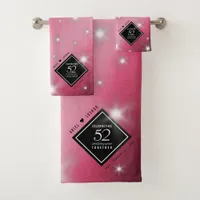 Elegant 52nd Star Ruby Wedding Anniversary Bath Towel Set