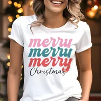 Merry Christmas Cute Multicolor Holiday Tri-Blend Shirt