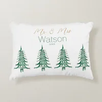 Green Pagoda Christmas Tree Mr. and Mrs. Accent Pillow