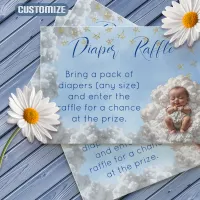 Blue Diaper Raffle Baby On A Cloud Enclosure Card