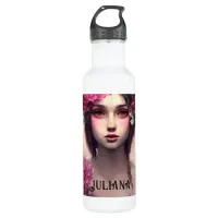 Personalized Ethereal Girl with Pink Freckles Stainless Steel Water Bottle