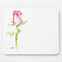 Single Watercolor Pink Red Rose Handpainted Mouse Pad