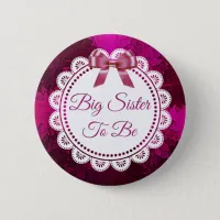 Big Sister to be Magenta Bow Baby Shower button