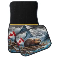 Canadian Beaver Building a Lodge by the River Car Floor Mat